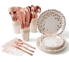 141-czesciowy-zestaw-na-impreze-zloty-roz-w-kropki-jednorazowe