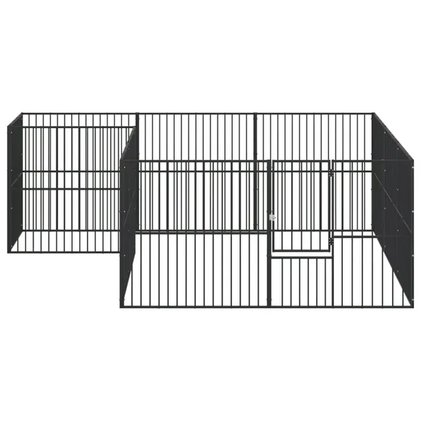 kojec-dla-psa-12-paneli-czarny-stal-galwanizowana-dlugosc-100-cm