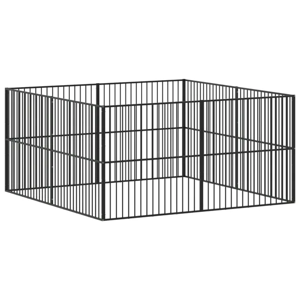 kojec-dla-psa-8-paneli-czarny-stal-galwanizowana-wysokosc-100-cm
