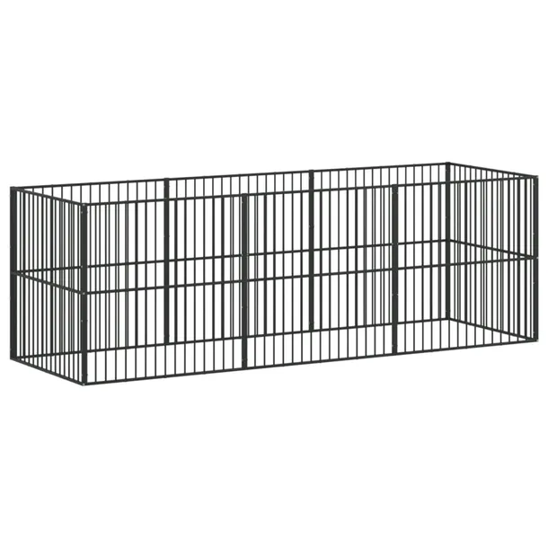 kojec-dla-psa-8-paneli-czarny-stal-galwanizowana-material-wykonania-metal
