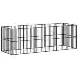 kojec-dla-psa-8-paneli-czarny-stal-galwanizowana-material-wykonania-metal