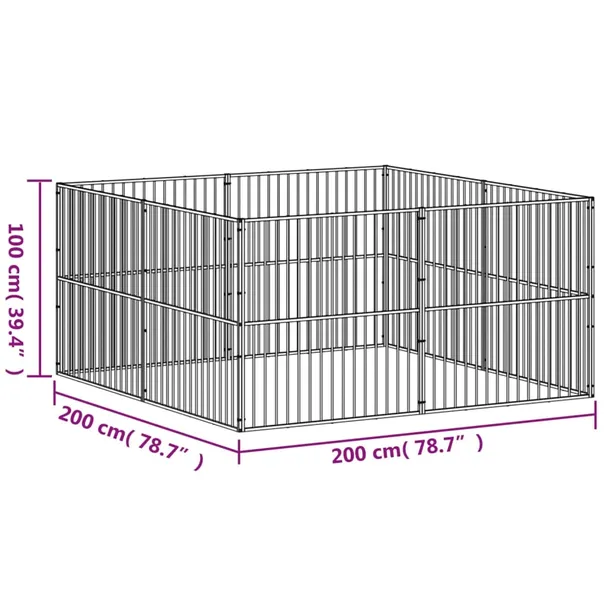 kojec-dla-psa-8-paneli-czarny-stal-galwanizowana-szerokosc-produktu-200-cm