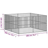 kojec-dla-psa-8-paneli-czarny-stal-galwanizowana-szerokosc-produktu-200-cm