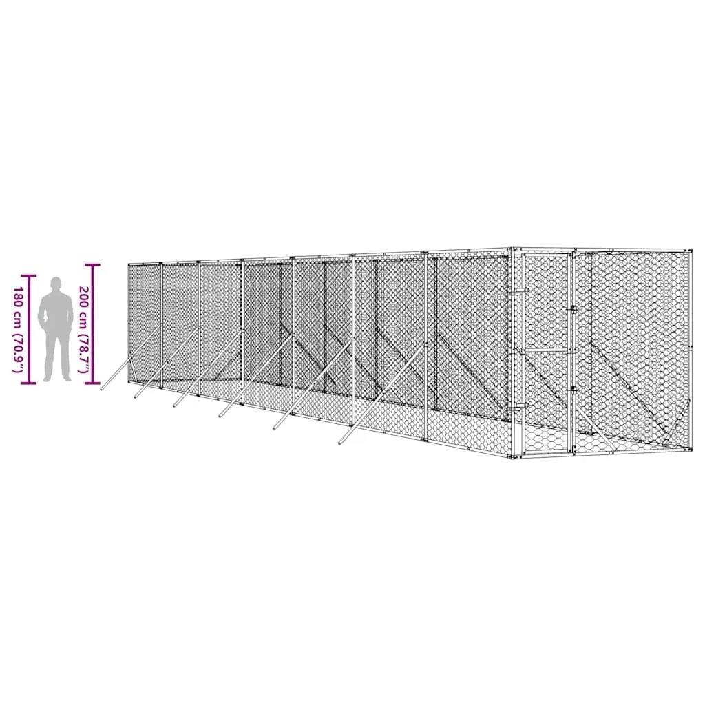 klatka-dla-psa-2x14x2-m-srebrna-stan-nowy