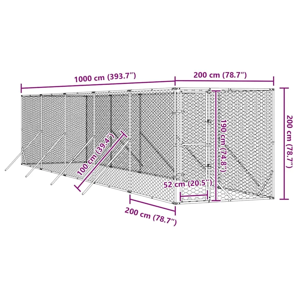 klatka-dla-psa-2x10x2m-srebrna