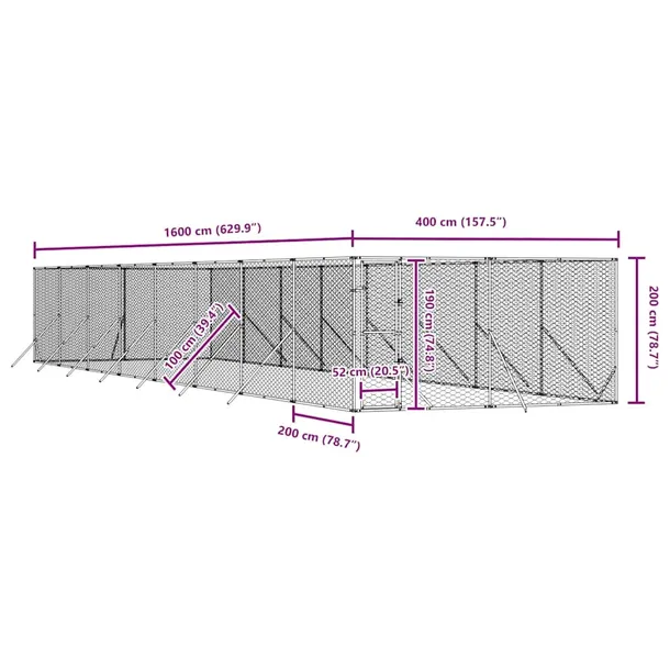 klatka-dla-psa-4x16x2m-srebrna-wysokosc-produktu-200-cm