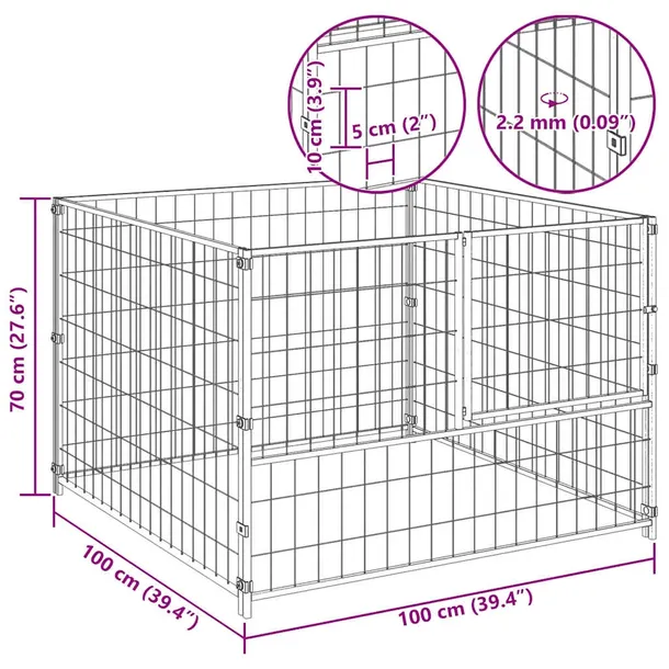 kojec-dla-psa-100x100x70cm-czarny-stal-marka-inna