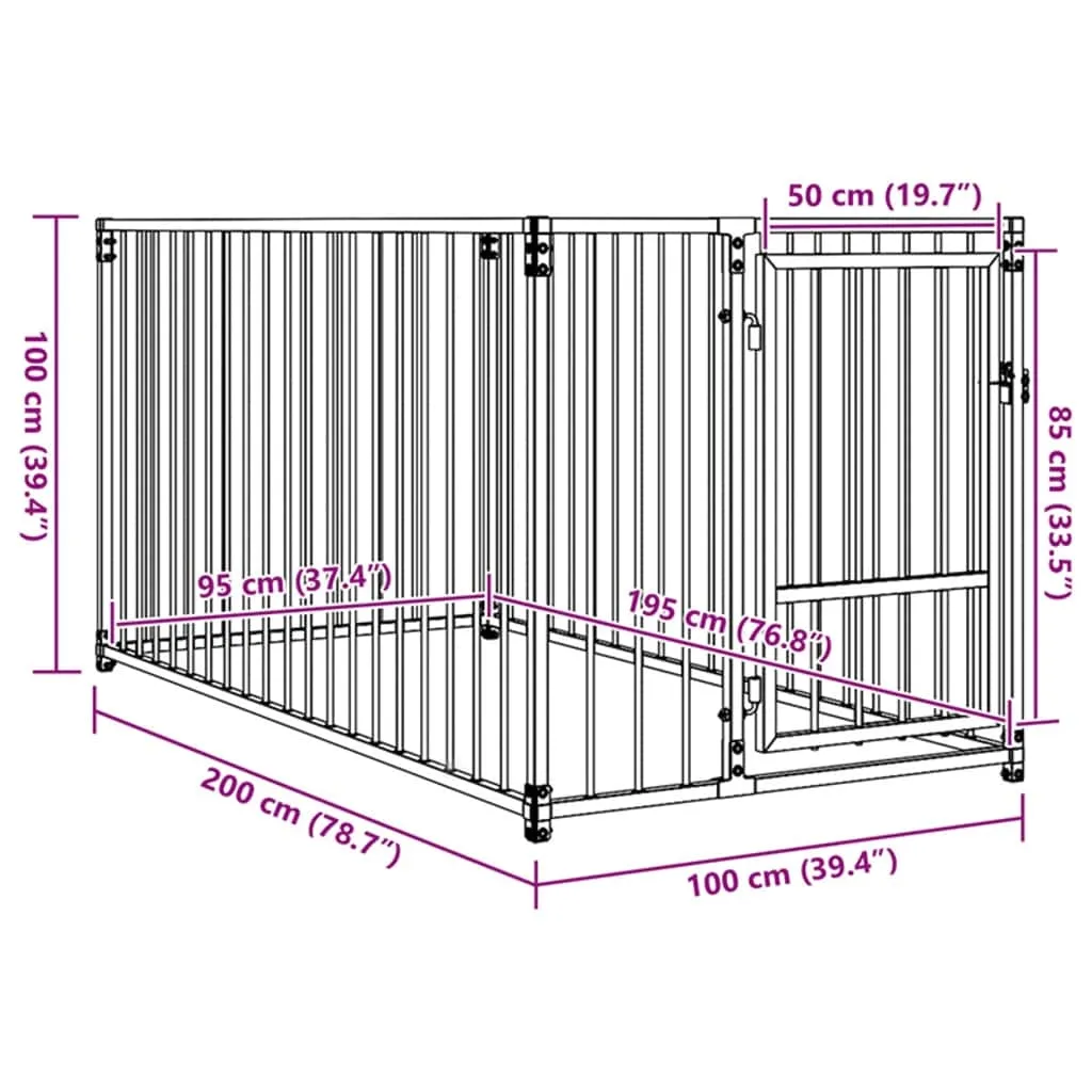 kojec-dla-psa-100x200x100cm-srebrny-stan-nowy