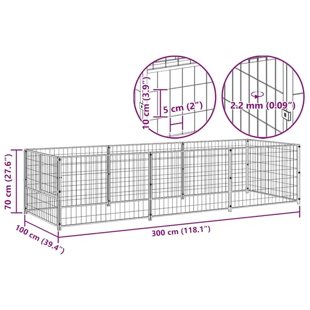 kojec-dla-psa-300x100x70-srebrny-wysokosc-produktu-70-cm