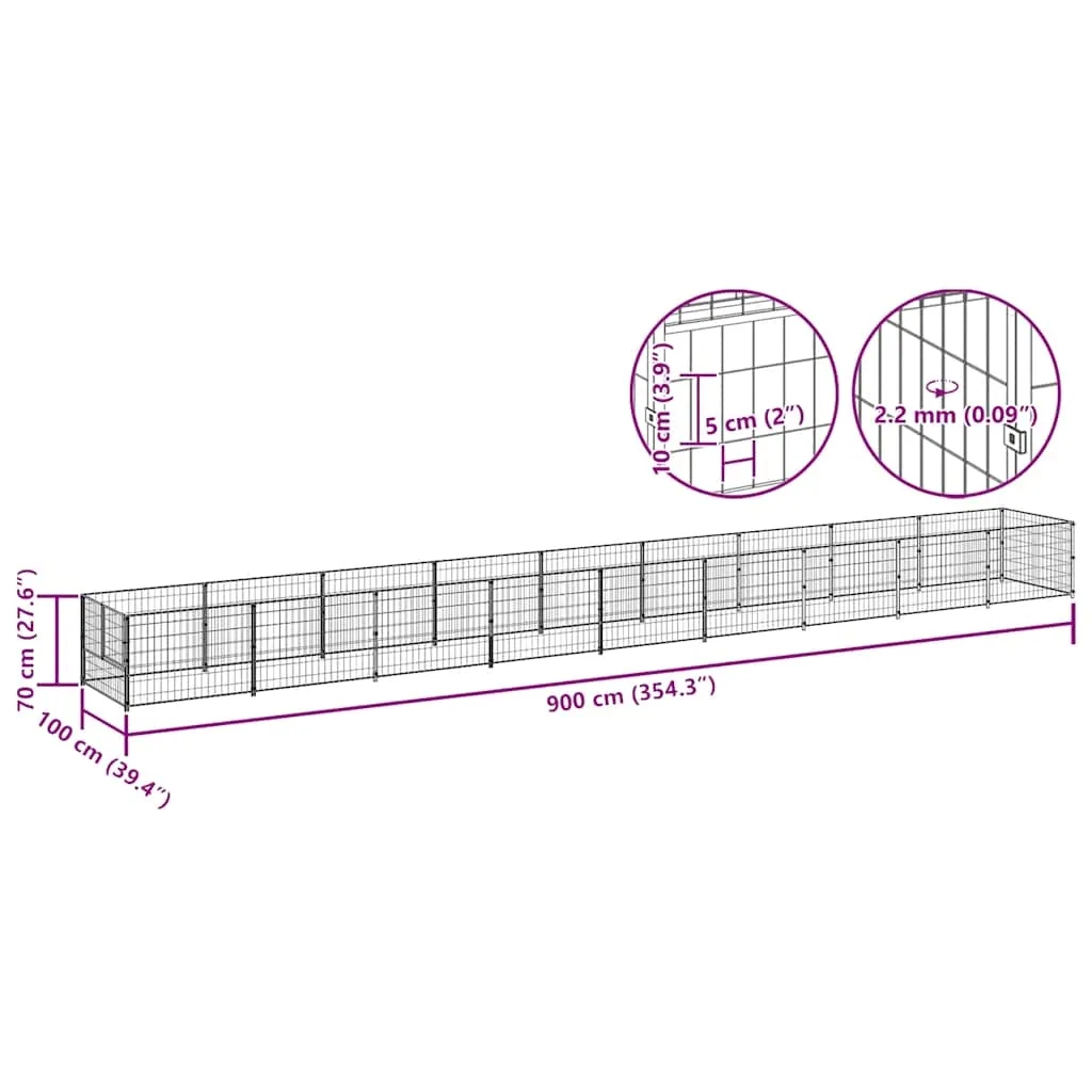kojec-dla-psa-900x100x70-cm-stal-czarny-stan-nowy