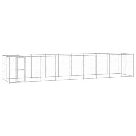 kojec-dla-psa-990x220x180-cm-srebrny-stal-galwanizowana