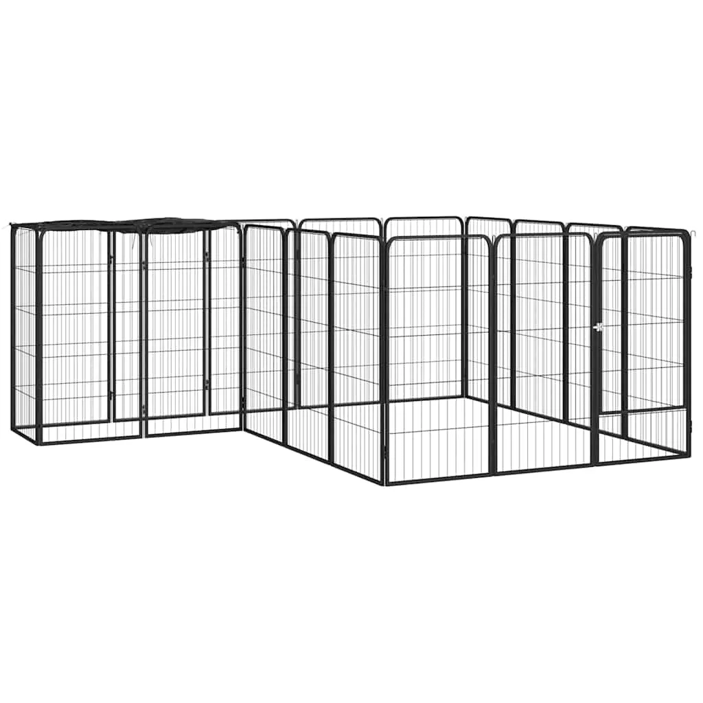 kojec-dla-psa-18-paneli-czarny-50x100-cm-stal-stan-nowy