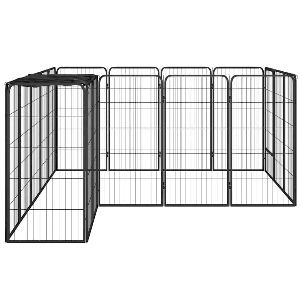 kojec-dla-psa-18-paneli-czarny-50x100-cm-stal-stan-nowy