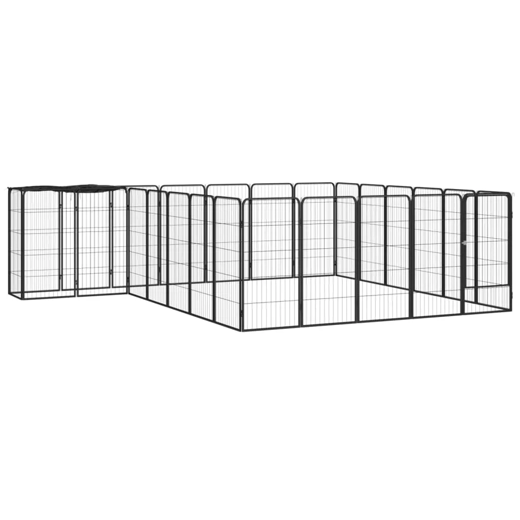 kojec-dla-psa-26-paneli-czarny-50x100-cm-stal