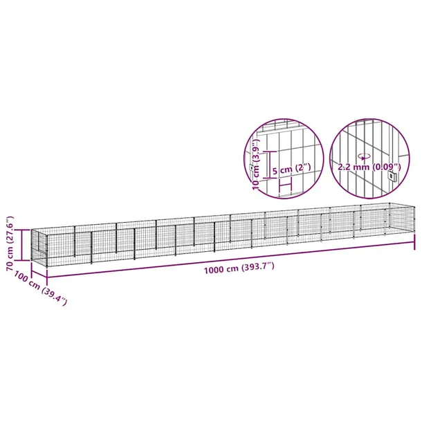 kojec-dla-psa-czarny-10-m-stalowy-wysokosc-produktu-70-cm