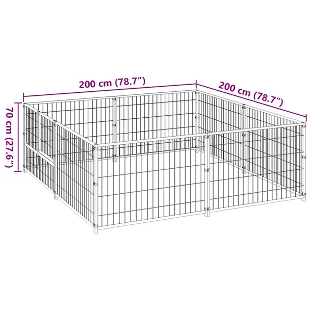 kojec-dla-psa-czarny-4-m-stalowy-material-wykonania-metal