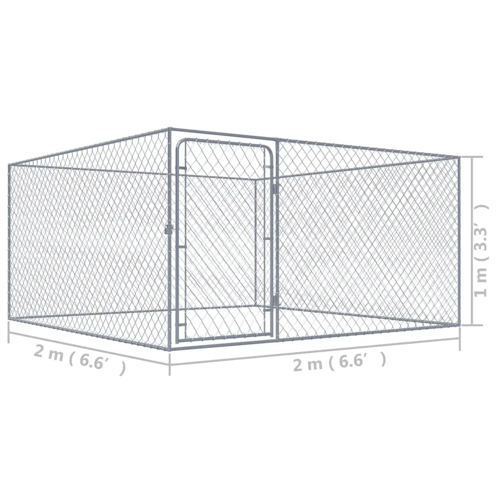 kojec-dla-psow-2x2x1m-stal-srebrny-stan-nowy