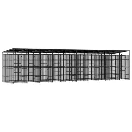 kojec-dla-psa-z-dachem-czarny-stalowy-967x200x228-cm