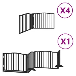skladana-bramka-dla-psa-z-drzwiami-12-paneli-czarna-960-cm