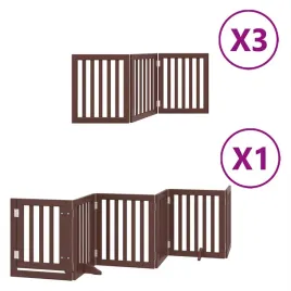 skladana-bramka-dla-psa-z-drzwiami-15-paneli-brazowa-750-cm