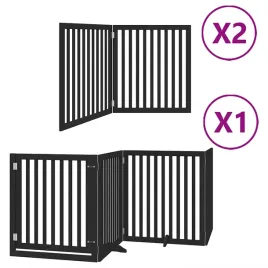 skladana-bramka-dla-psa-z-drzwiami-8-paneli-czarna-640-cm