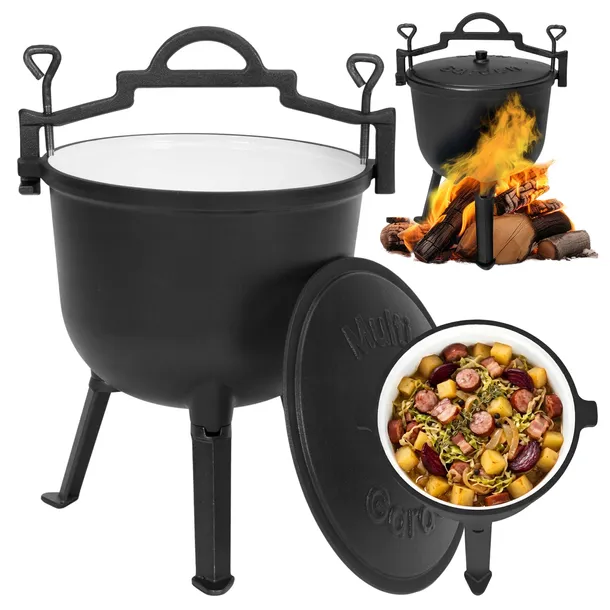 Kociołek Żeliwny Emaliowany 10L Myśliwski Garnek Węgierski Na Ognisko Grill