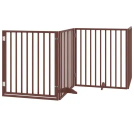 bramka-dla-psa-z-drzwiami-skladana-4-panele-brazowa-320-cm-drewno-topolow