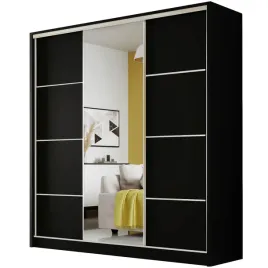 szafa-przesuwna-meblo4-200-czarna-garderoba-lustro