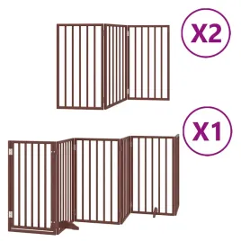skladana-bramka-dla-psa-z-drzwiami-12-paneli-brazowa-600-cm
