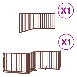 skladana-bramka-dla-psa-z-drzwiami-6-paneli-brazowa-480-cm