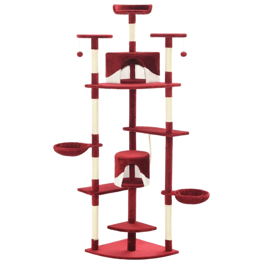 drapak-dla-kotow-deluxe-czerwono-bialy-103x77x203cm-stan-nowy