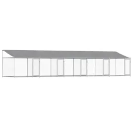 klatka-dla-psa-z-dachem-i-drzwiami-szara-10x2x2-m-stal
