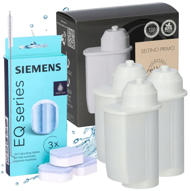 ZESTAW 3szt Filtr Wody do ekspresu Siemens Tabletki TZ80002 Szczotka