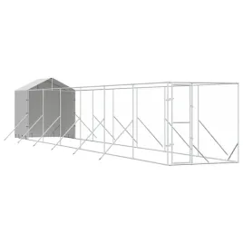 kojec-dla-psa-z-dachem-srebrny-2x14x25m-stal-galwanizowana