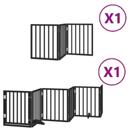 skladana-bramka-dla-psa-z-drzwiami-9-paneli-czarna-450-cm
