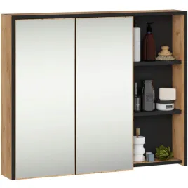 szafka-lazienkowa-wiszaca-90-cm-2-drzwi-6-polek-z-lustrem-dab-craft-czarny
