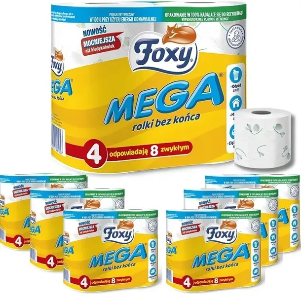 Papier toaletowy FOXY MEGA DŁUGI 4 rolki x 7 sztuk