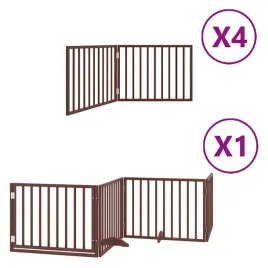 skladana-bramka-dla-psa-z-drzwiami-12-paneli-brazowa-960-cm