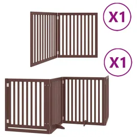 skladana-bramka-dla-psa-z-drzwiami-6-paneli-brazowa-480-cm
