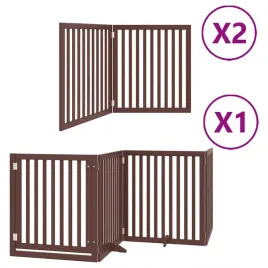 skladana-bramka-dla-psa-z-drzwiami-8-paneli-brazowa-640-cm