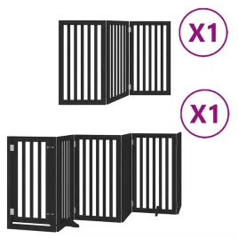 skladana-bramka-dla-psa-z-drzwiami-9-paneli-czarna-450-cm