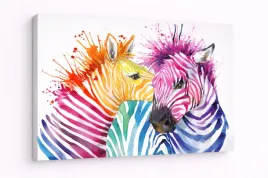 obraz-na-plotnie-canvas-nowoczesne-zebry-kolorowa-akwarela-50x70