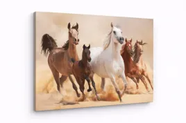 obraz-canvas-galopujace-konie-piec-koni-motyw-zwierzecy-70x100