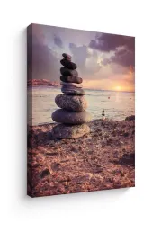 obraz-na-plotnie-canvas-kamienie-zen-morze-zachod-slonca-krajobraz-50x60