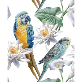 obraz-na-plotnie-canvas-papugi-tropikalne-kwiaty-dekoracja-scienna-80x120