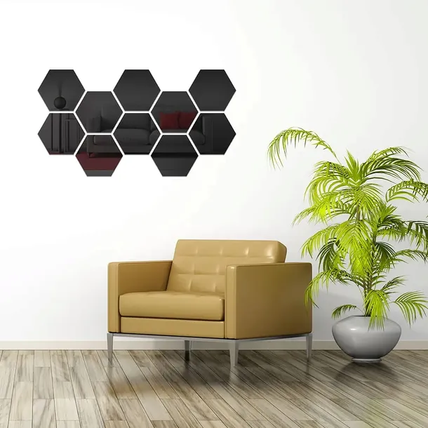 lustro-dekoracyjne-hexagon-czarne