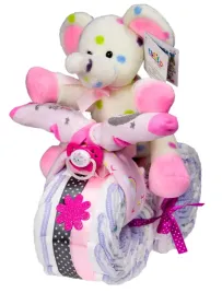 rowerek-slonik-tort-z-pieluch-pampers-rozowy