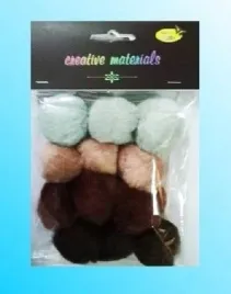 pompony-akrylowe-brazowe-40mm-12szt