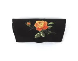 czarne-etui-na-okulary-z-haftem-lowickim-pomaranczowa-roza