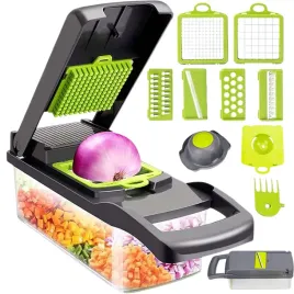 Zdjęcie produktu KRAJALNICA DO WARZYW szatkownica SAŁATKI KOSTKI siekacz CEBULI tarka 16w1